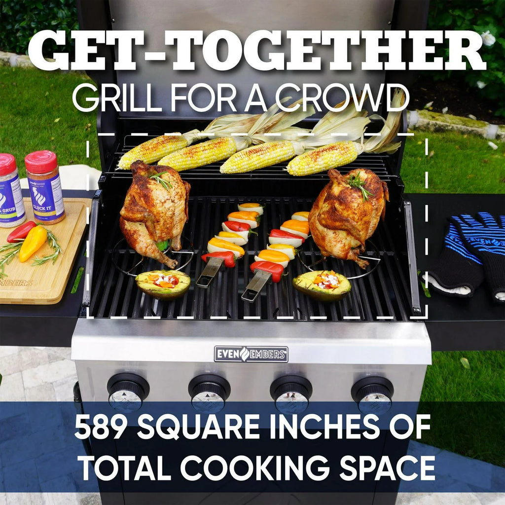 Silver Black Gas 4-Burner Grill E1361
