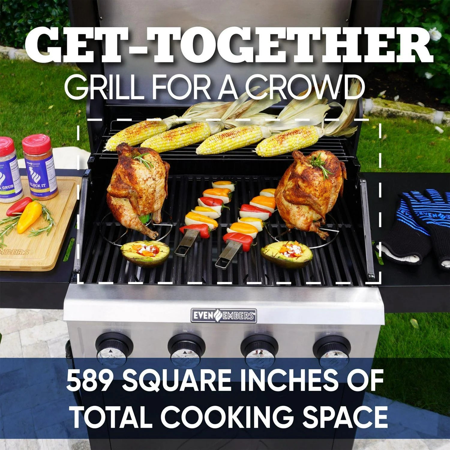 Silver Black Gas 4-Burner Grill E1361