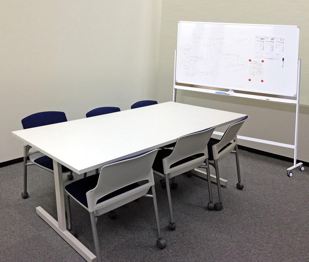 Mobile Double Sided Whiteboard 36 x 71 Inches with Aluminum White Frame Y9675