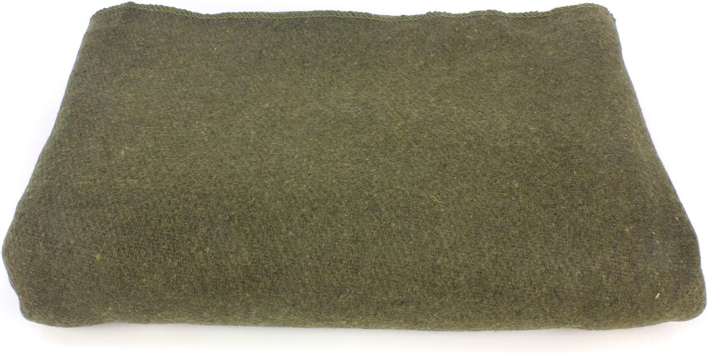 Olive Drab Green Wool Fire Retardant Blanket, 66" x 90" T69365