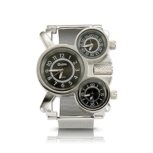Men's Military Quartz Analog Wrist Watch Stainless-Steel Metal Mesh Strap Gunmetal M50959