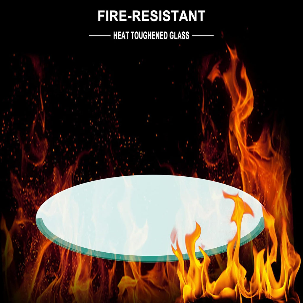 24" Round Transparent Tempered Glass Table Top 3/8" Thick Beveled Polished Edge Y69284