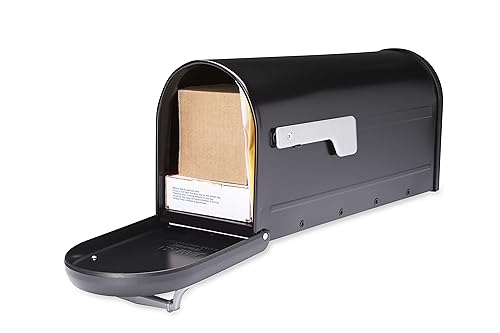 Galvanized Steel Post Mount Mailbox, Black, Medium Capacity K614