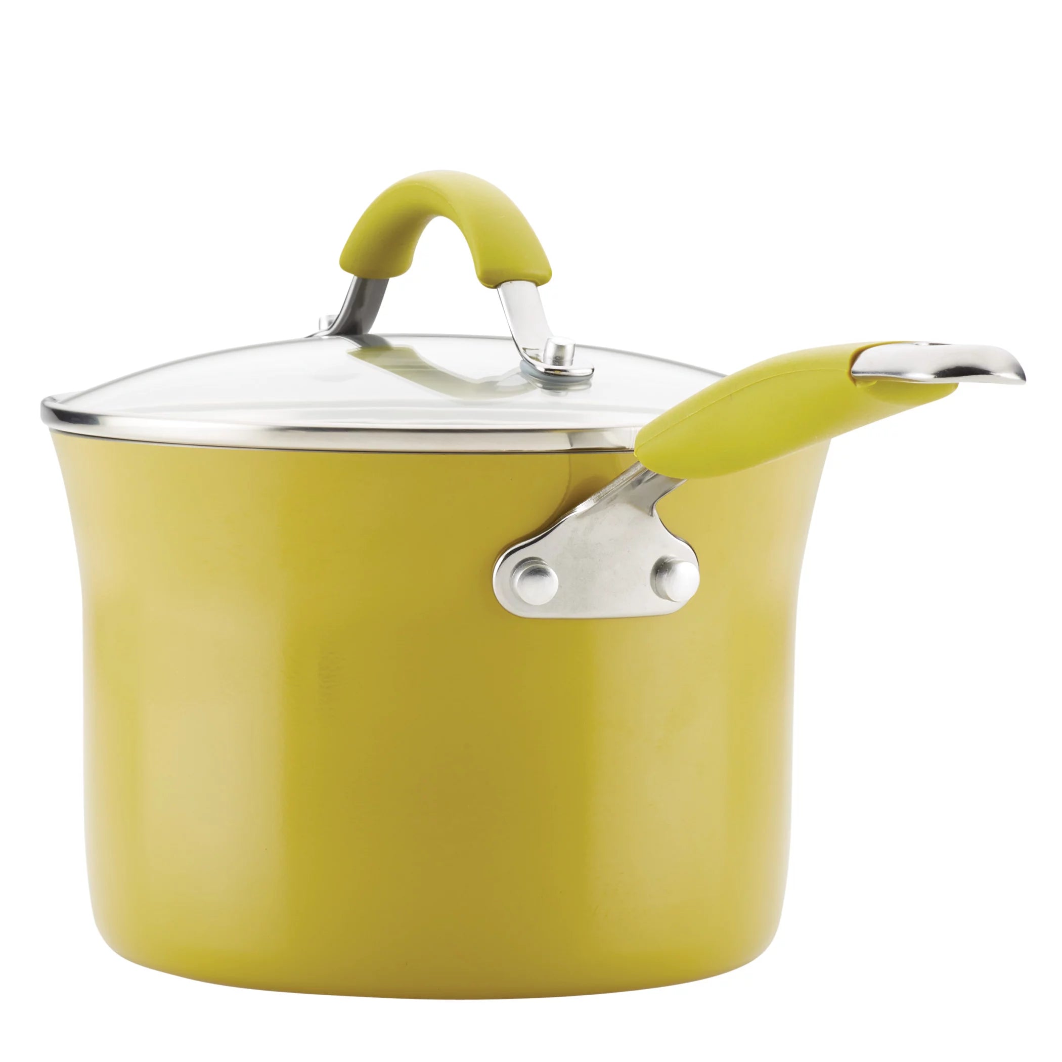 12 Piece Hard Porcelain Enamel Nonstick Pots and Pans, Lemongrass Green C816