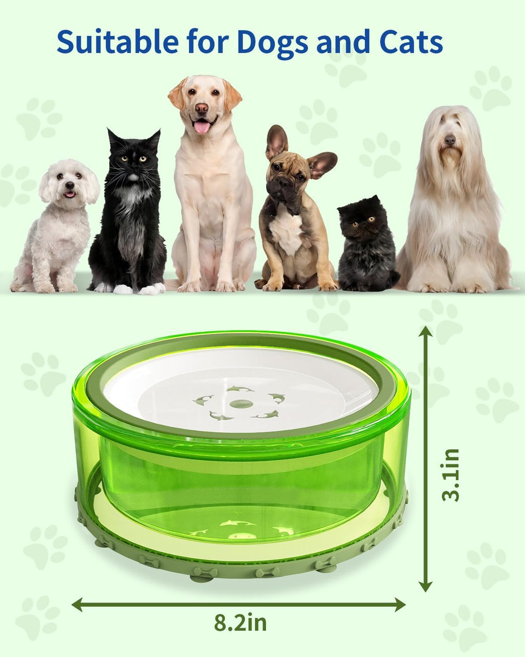 Green 2L No Spill Dog Water Bowl J62736