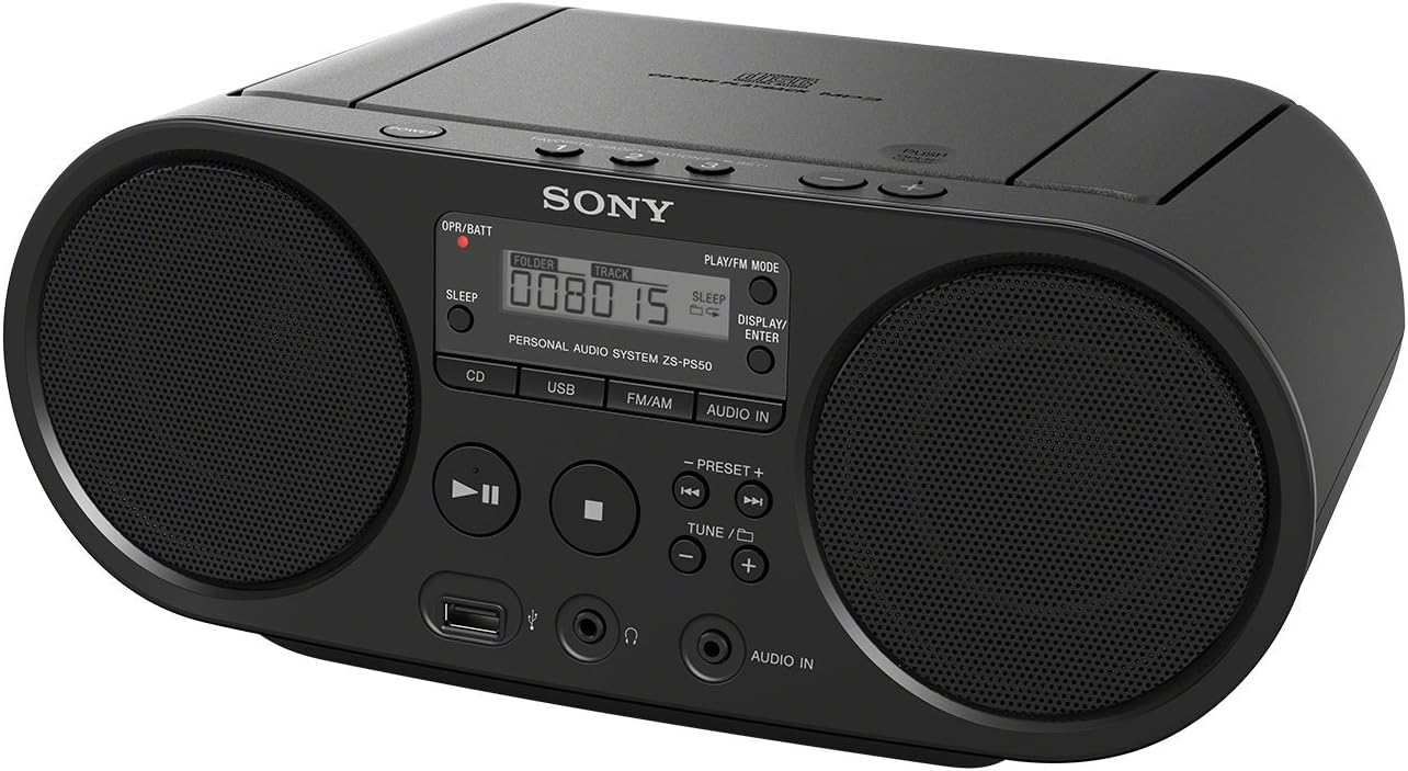 Black Portable CD Boombox with AM/FM Radio J801773