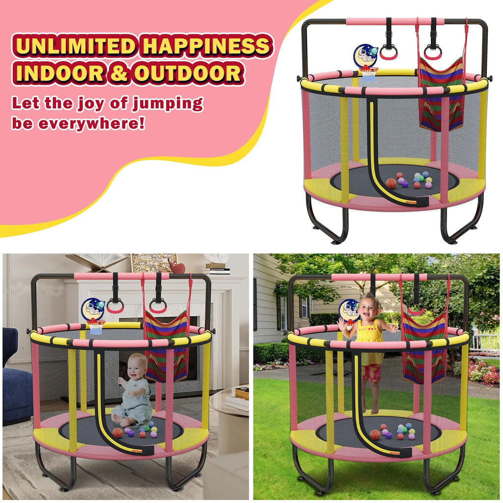 Mini Trampoline with Enclosure and Basketball Hoop D305