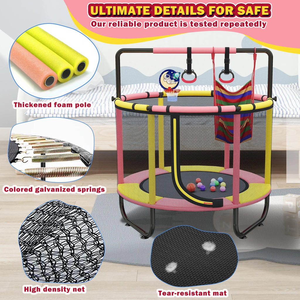 Mini Trampoline with Enclosure and Basketball Hoop D305
