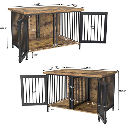 Black Double Dog Crate with Divider U513