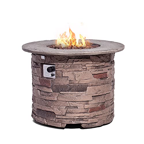 32-inch Round Propane Fire Pit Table with Stainless Steel Burner I58024