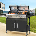 Dual Fuel Gas and Charcoal Grill Combo with Side Burner U5718