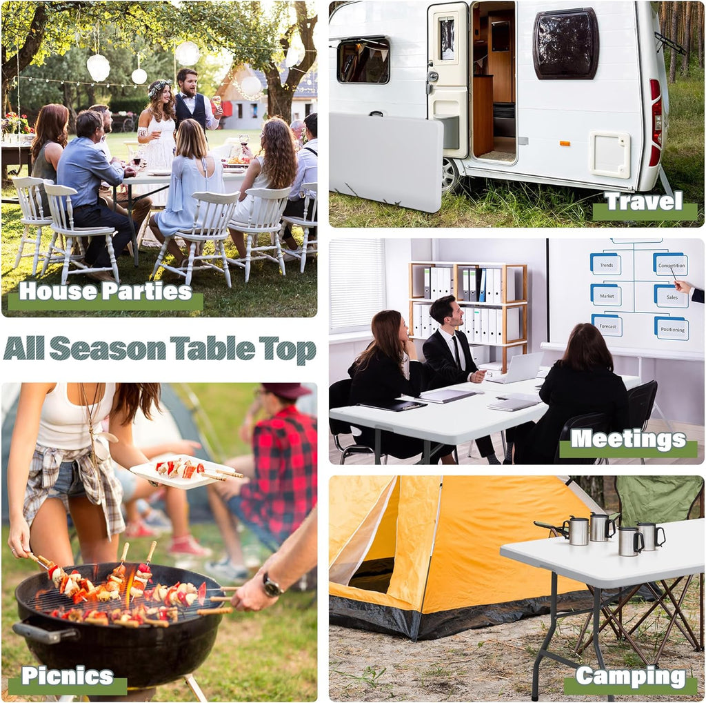 White 8ft Portable Folding Plastic Table S37965