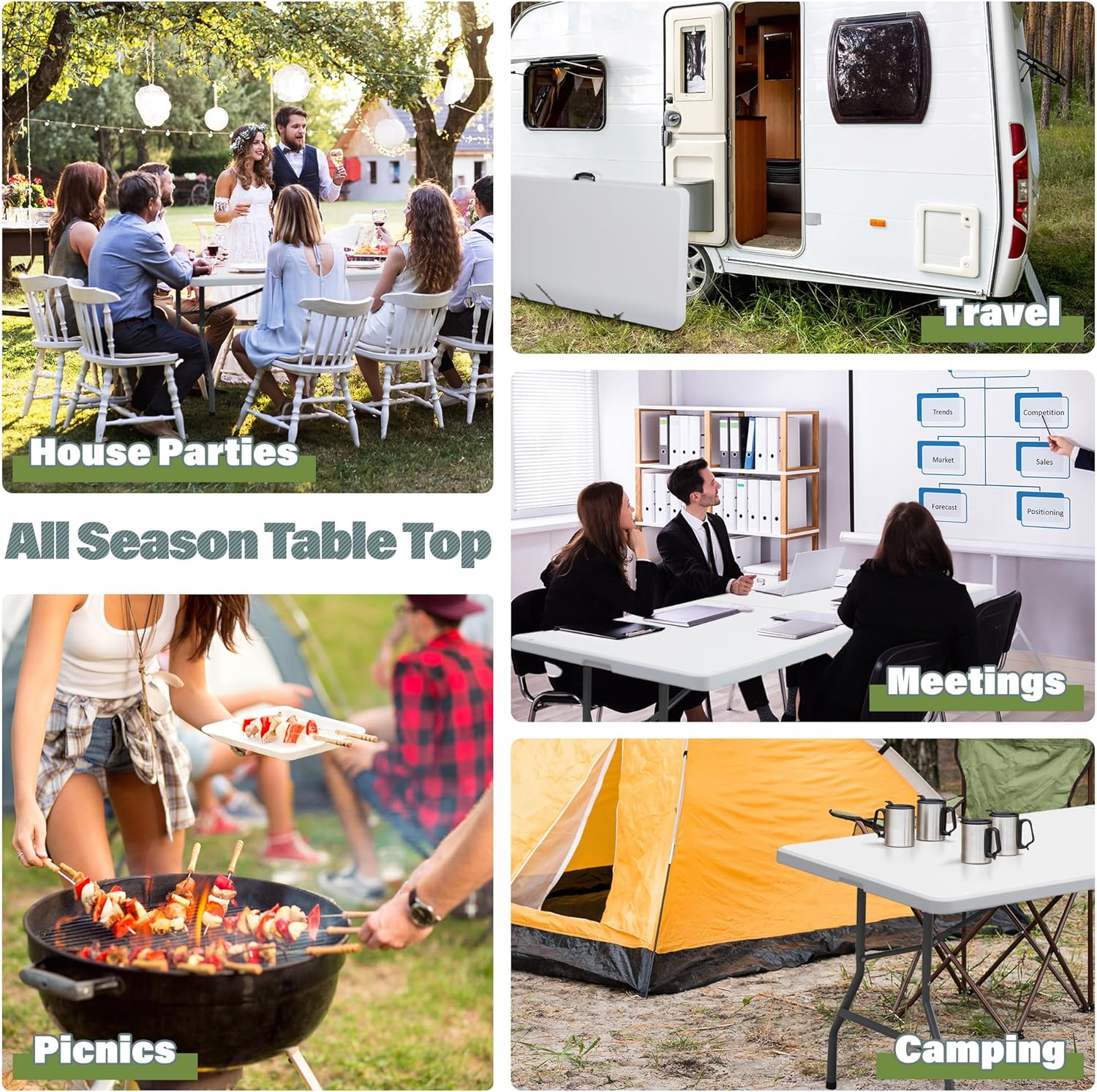 White 8ft Portable Folding Plastic Table S37965