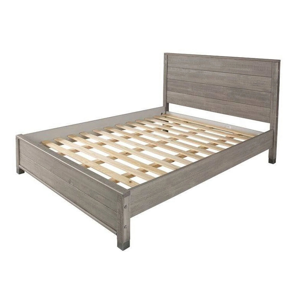 Grey Queen Solid Wooden Platform Bed Frame with Headboard Q800635