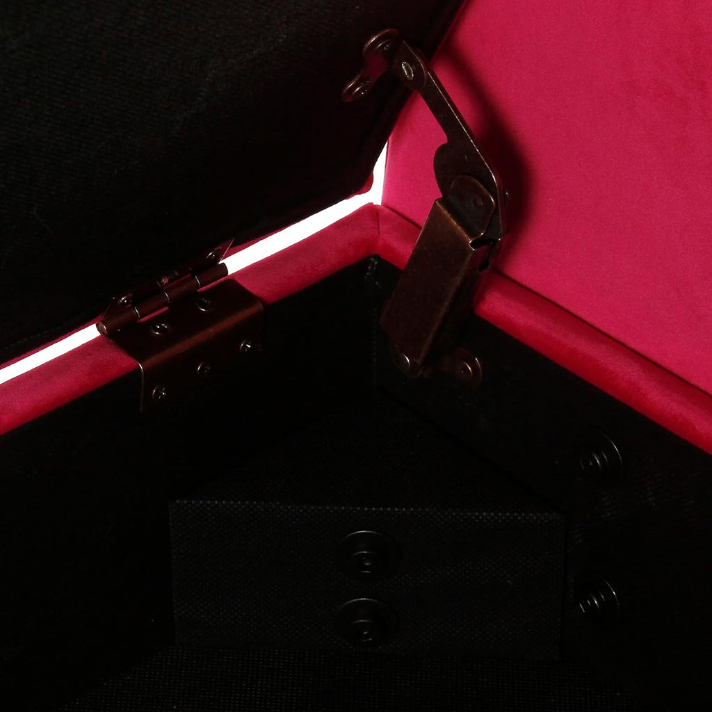 Pink Velvet Storage Ottoman Bench N9902