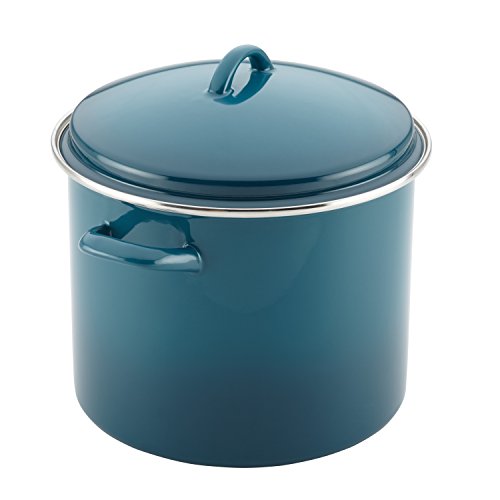 12 Quart Marine Blue Enamel on Steel Stock Pot with Lid S47757