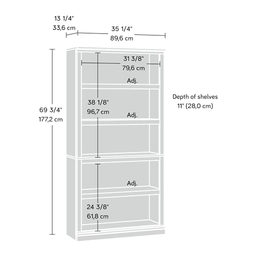 5 Tier Wooden Bookcase Bookshelf in Chalked Chestnut P9155