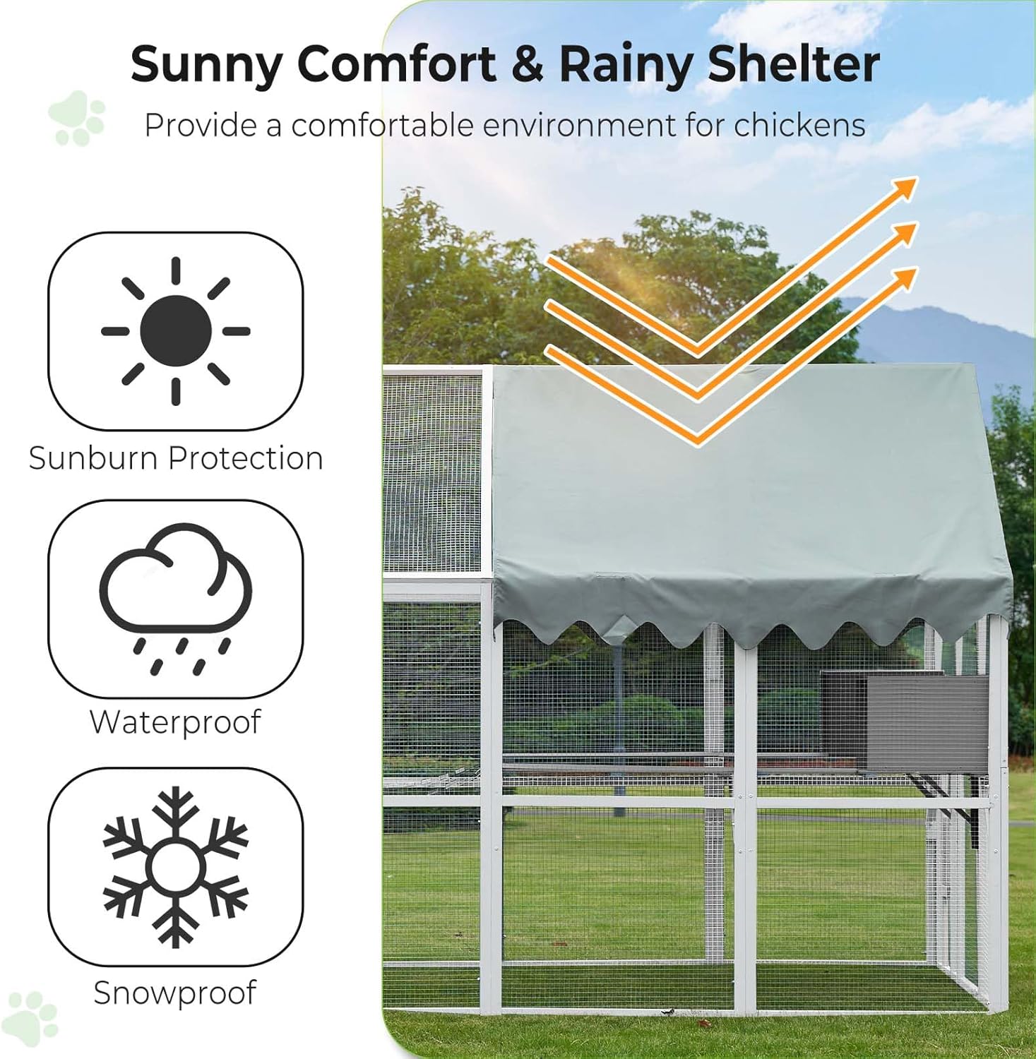 Large Wooden Outdoor Cat Enclosure with Waterproof Cover W18196