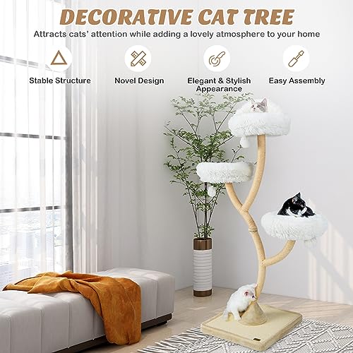 70" Tall Cat Tree with Scratching Posts and 3 Cozy Perches O453