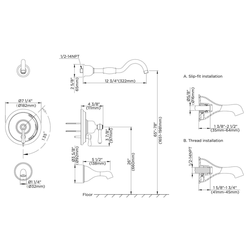 Tumbled Bronze Shower Faucet Q120
