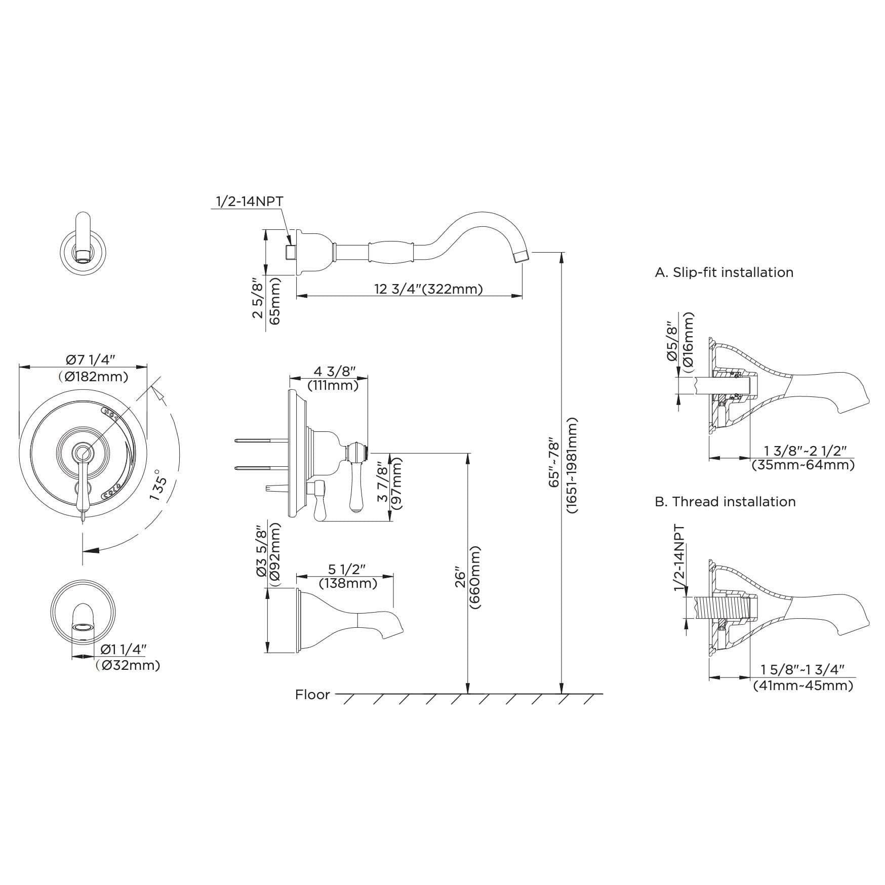 Tumbled Bronze Shower Faucet Q120