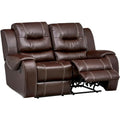Cambridge Brown Faux Leather Double Reclining Loveseat I4587