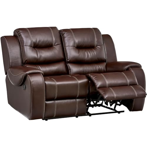 Cambridge Brown Faux Leather Double Reclining Loveseat I4587