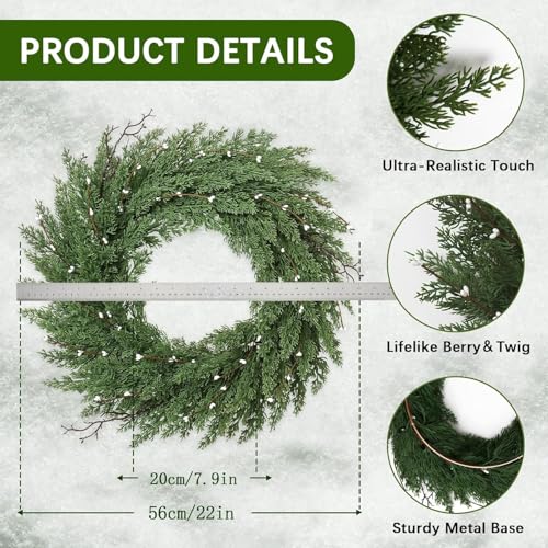 22 Inch Green Artificial Christmas Wreath P90567