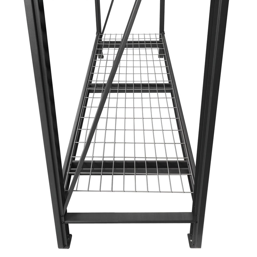 Black Steel 3-Tier Storage Shelf Unit 72-Inch-H x 77-Inch-W x 24-Inch-D Q12773