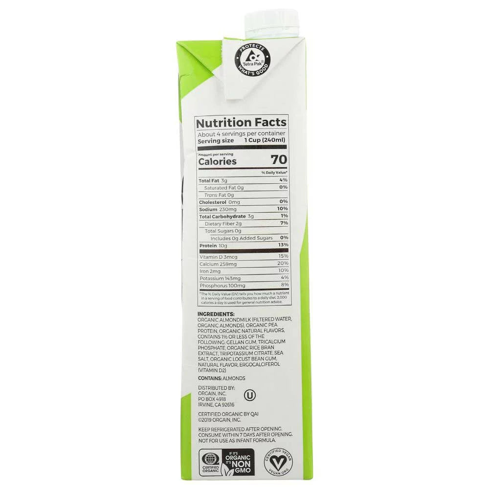 Organic Unsweetened Vanilla Protein Almond Milk, 32 Fluid Ounce W32601