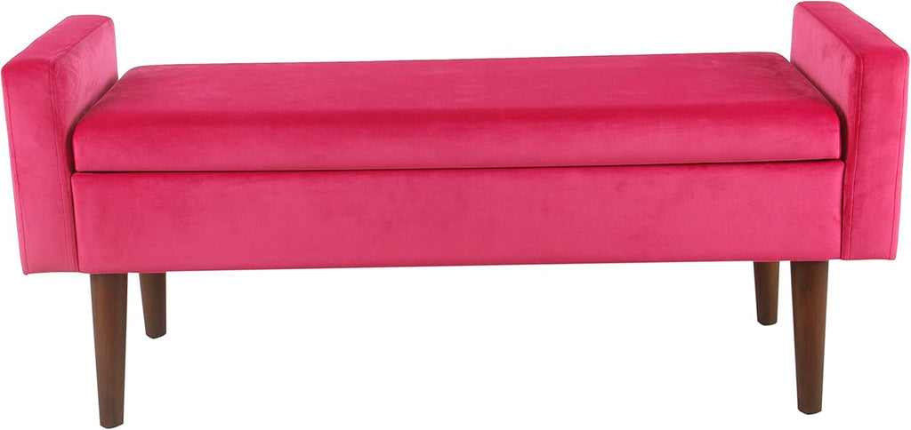 Pink Velvet Storage Ottoman Bench N9902