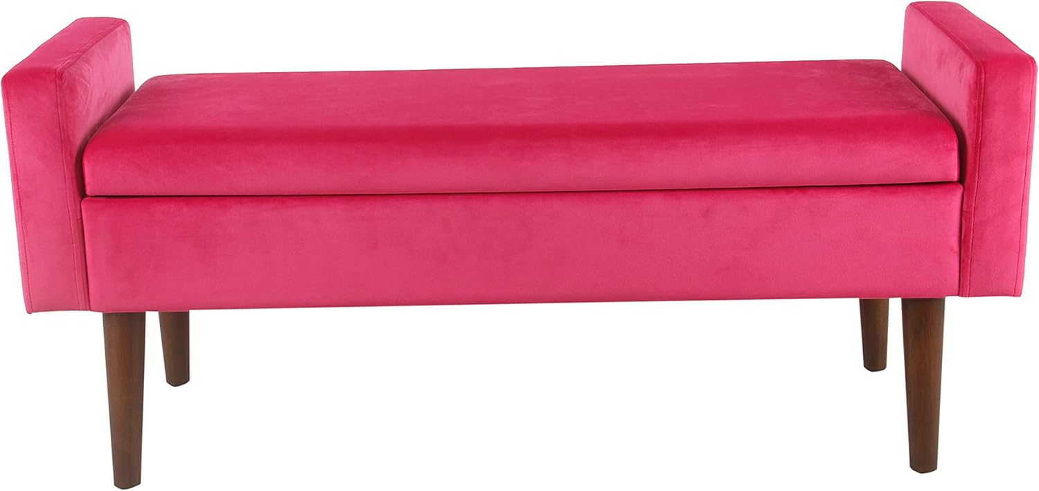 Pink Velvet Storage Ottoman Bench N9902