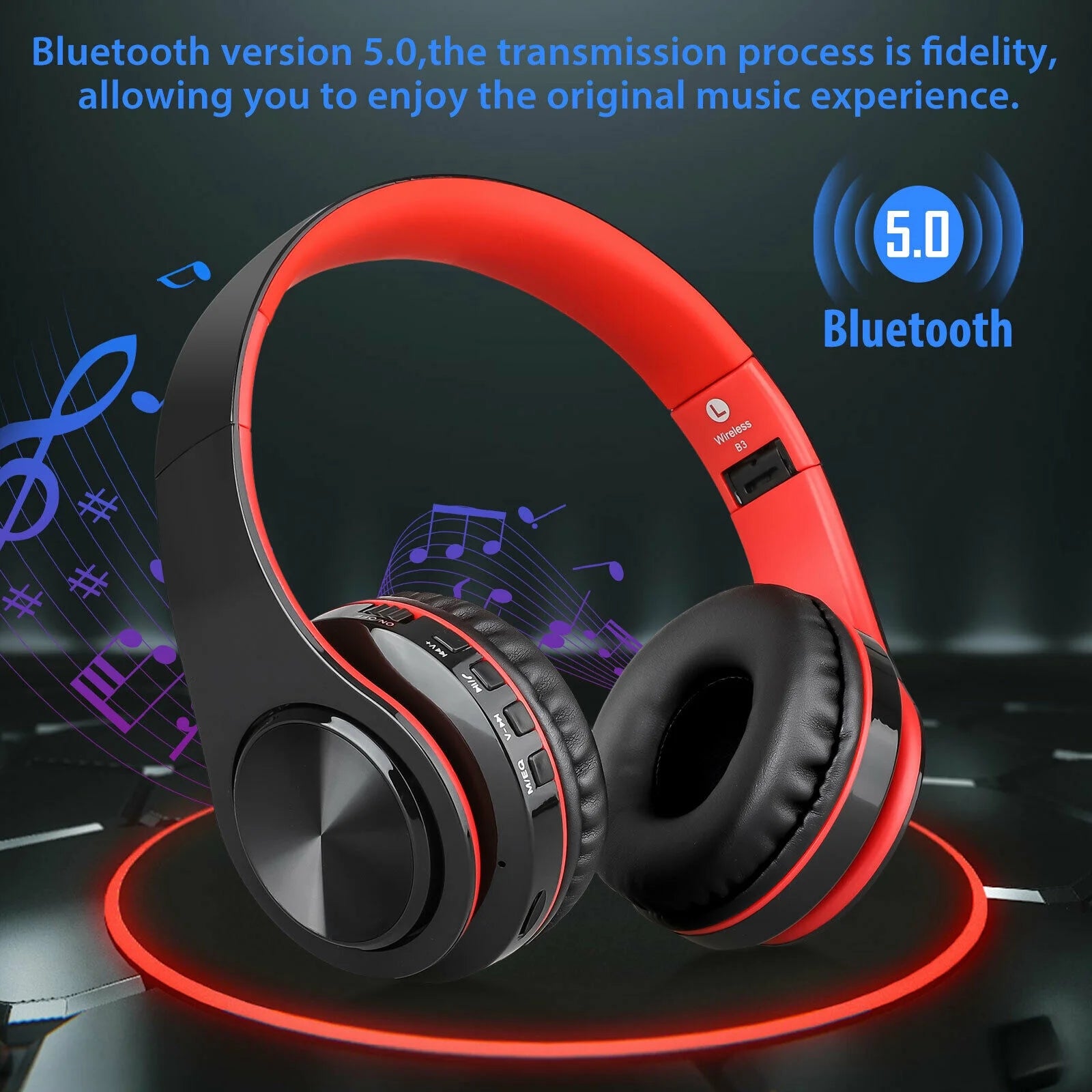 Wireless Over-Ear Headset with Mic, Lightweight Foldable Wired Headphones, Hi-Fi Stereo Earphones K1831