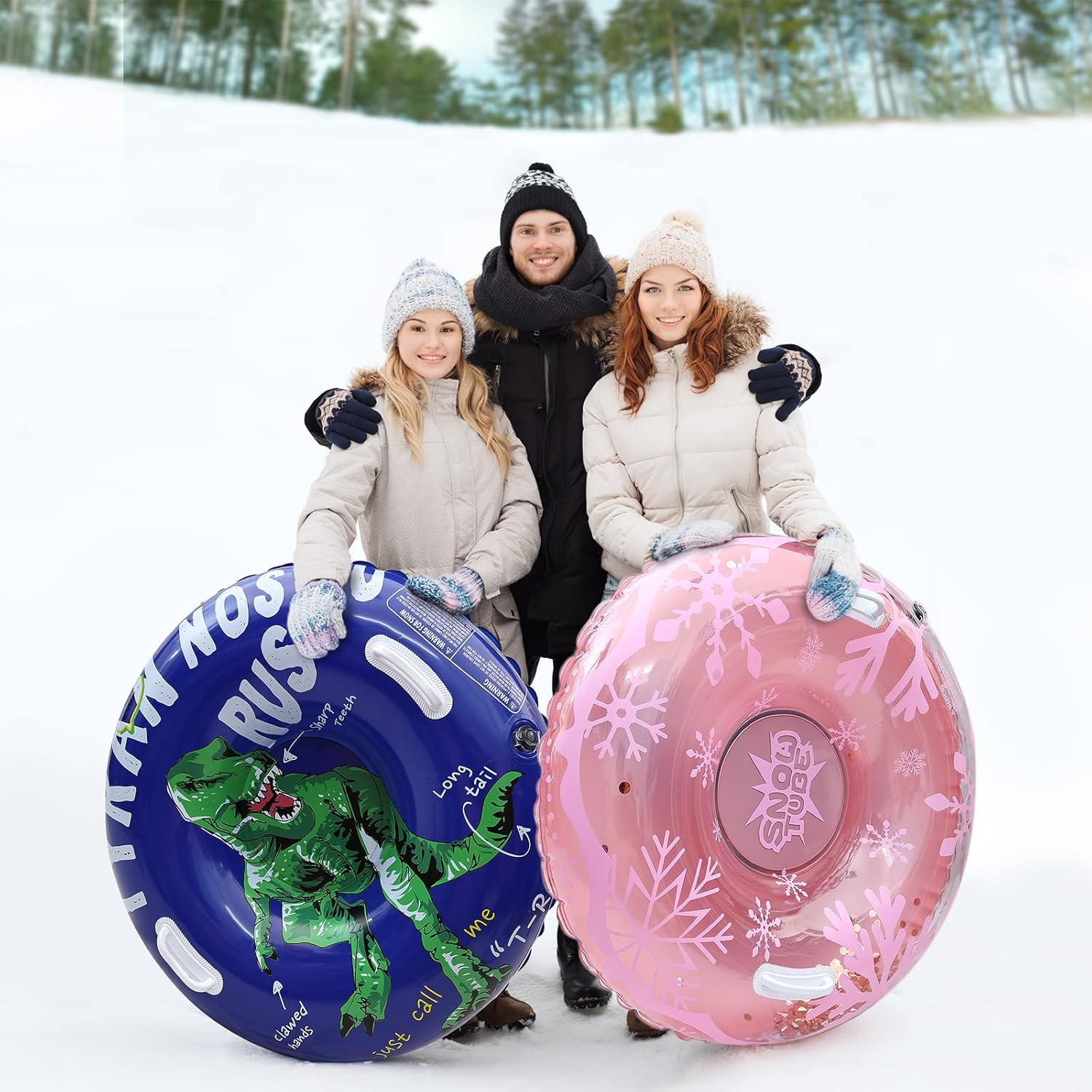 36" Heavy Duty Inflatable Snow Tube Sleds with Handle, 2-Pack V837705