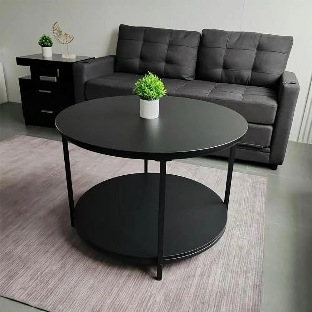 31.5 inch 2-Tier Rustic Wood Coffee Table with Open Shelf G5489