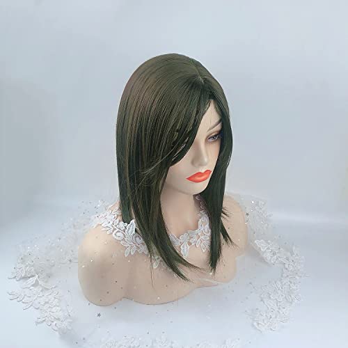 Black Brown Clip In Hair Topper With Bangs C4573