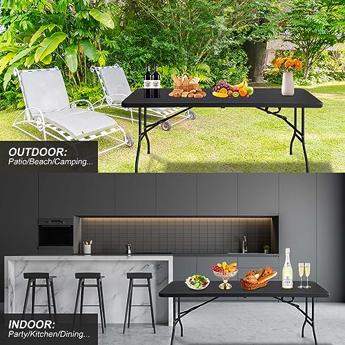 White Black Plastic Folding Table P125998