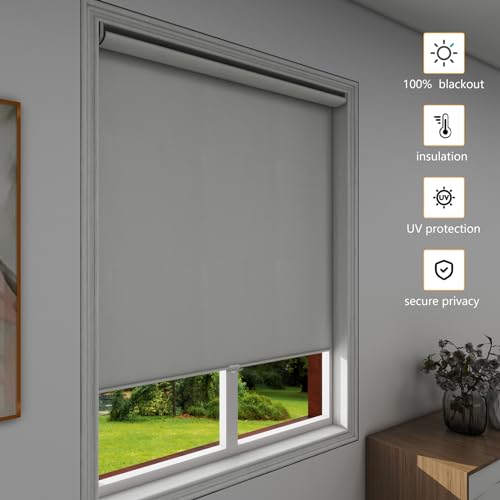 White Cordless Blackout Roller Blind S98507