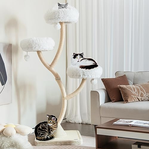 70" Tall Cat Tree with Scratching Posts and 3 Cozy Perches O453
