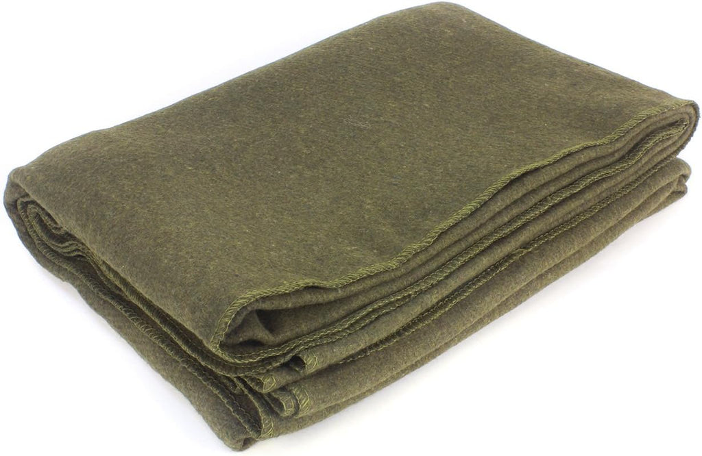 Olive Drab Green Wool Fire Retardant Blanket, 66" x 90" T69365