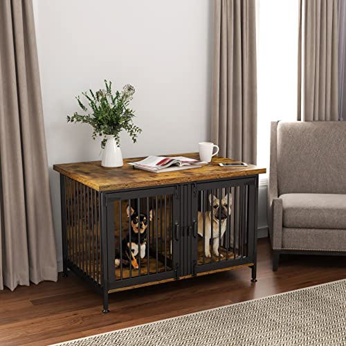 Black Double Dog Crate with Divider U513