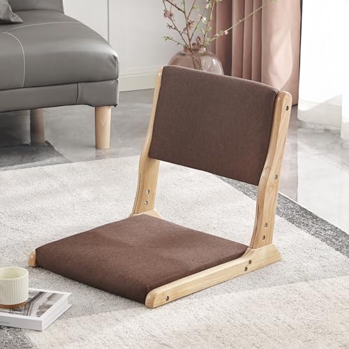 Foldable Floor Chair with Cushion, Wood Grey T848596