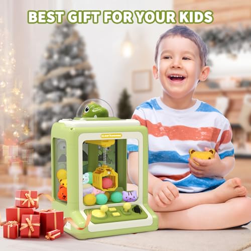 Dinosaur Claw Machine Mini Electronic Arcade Game Candy Dispenser Crane Prize Machine with Music (6.7*6.1*11.8in) B904