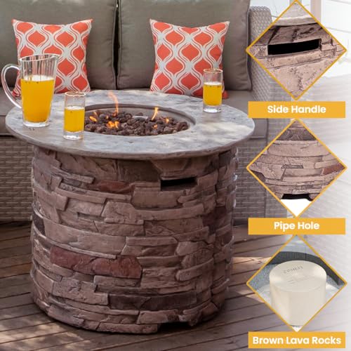 32-inch Round Propane Fire Pit Table with Stainless Steel Burner I58024