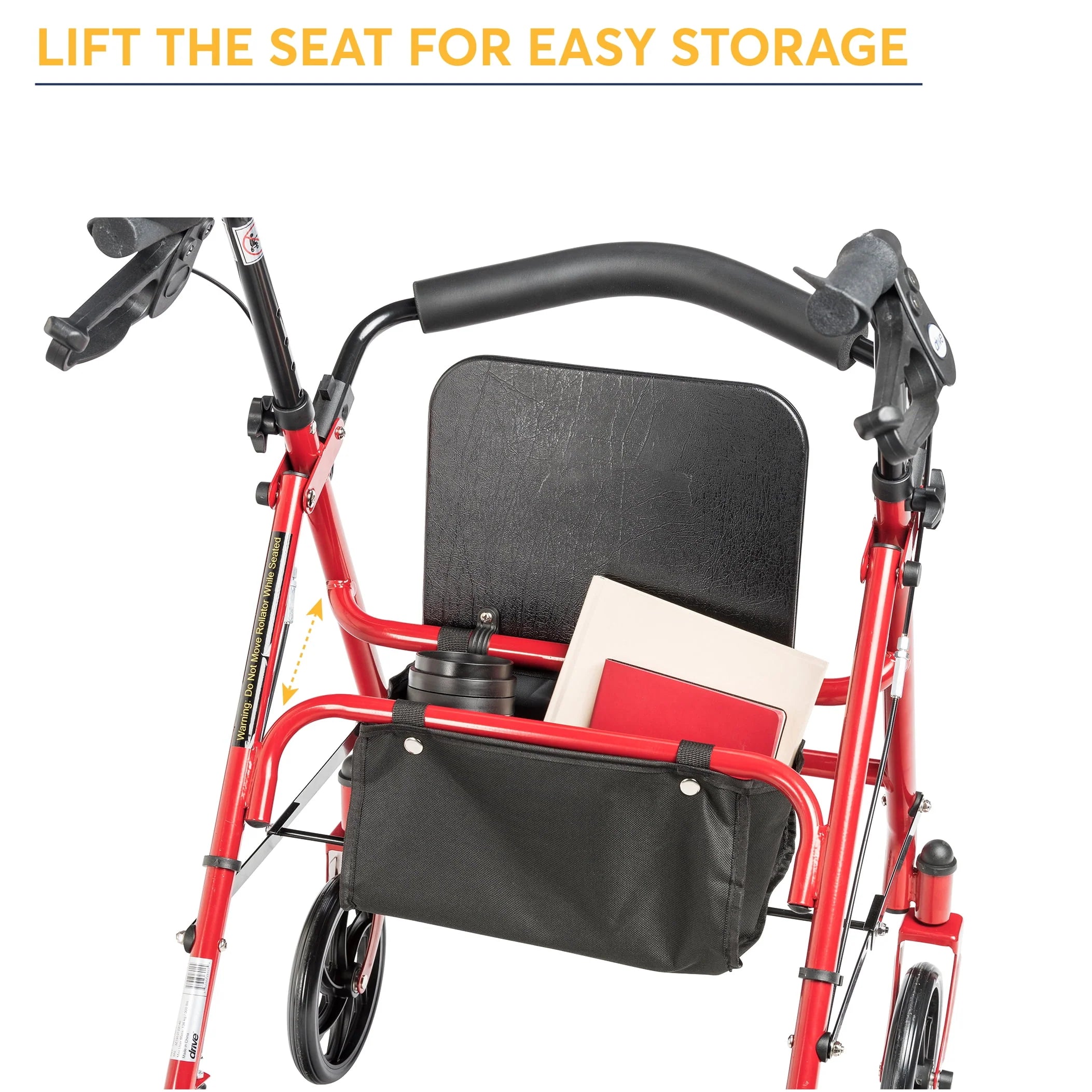 Red 4-Wheel Rollator with 7.5 Casters C3502