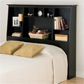 Black Wood Full Queen Bookcase Headboard U404