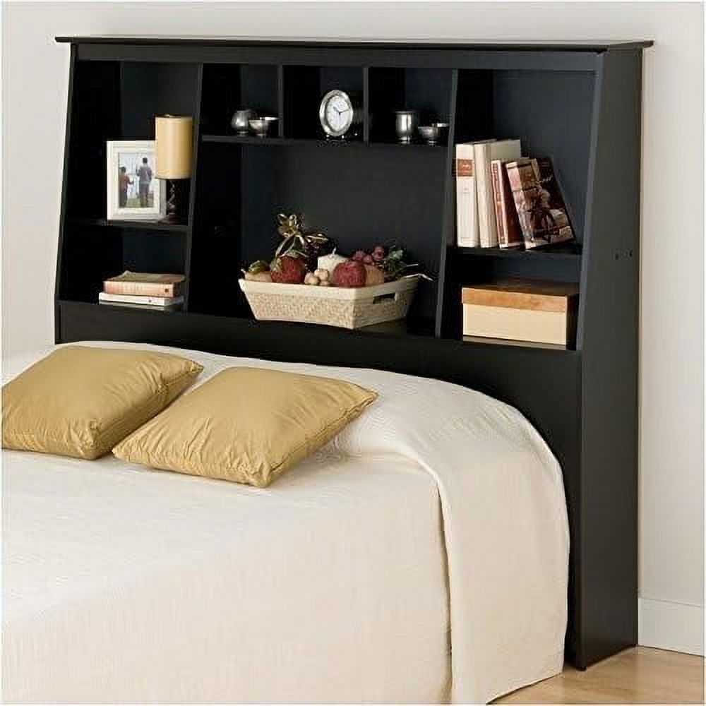 Black Wood Full Queen Bookcase Headboard U404