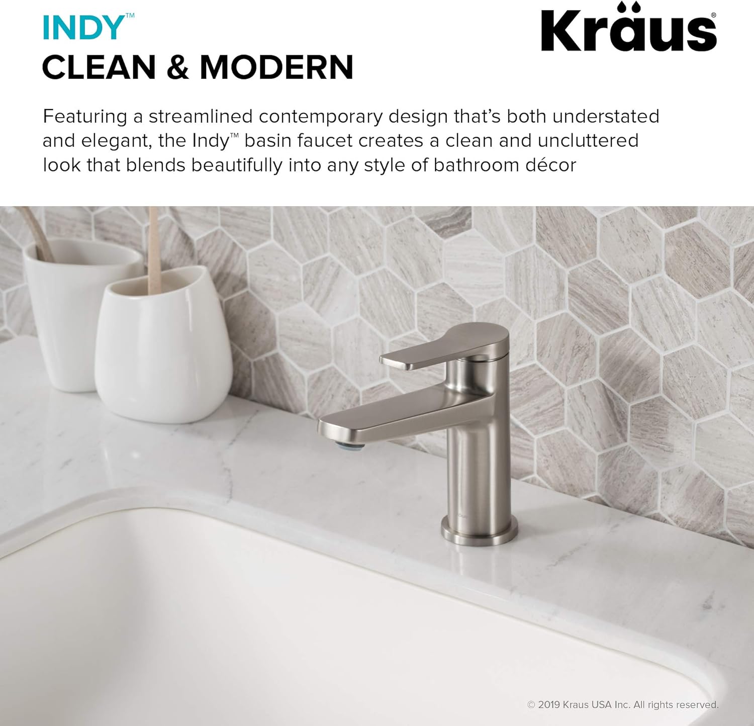 Single Handle Basin Bathroom Faucet in Spot Free Stainless Steel Q217