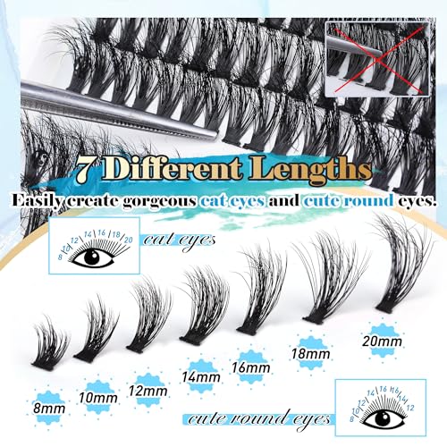 320pcs Individual Lashes D Curl Eyelash Extension Kit with Bond and Seal and Tweezers Y94682