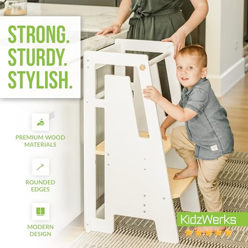 White Adjustable Toddler Tower Step Stool I650